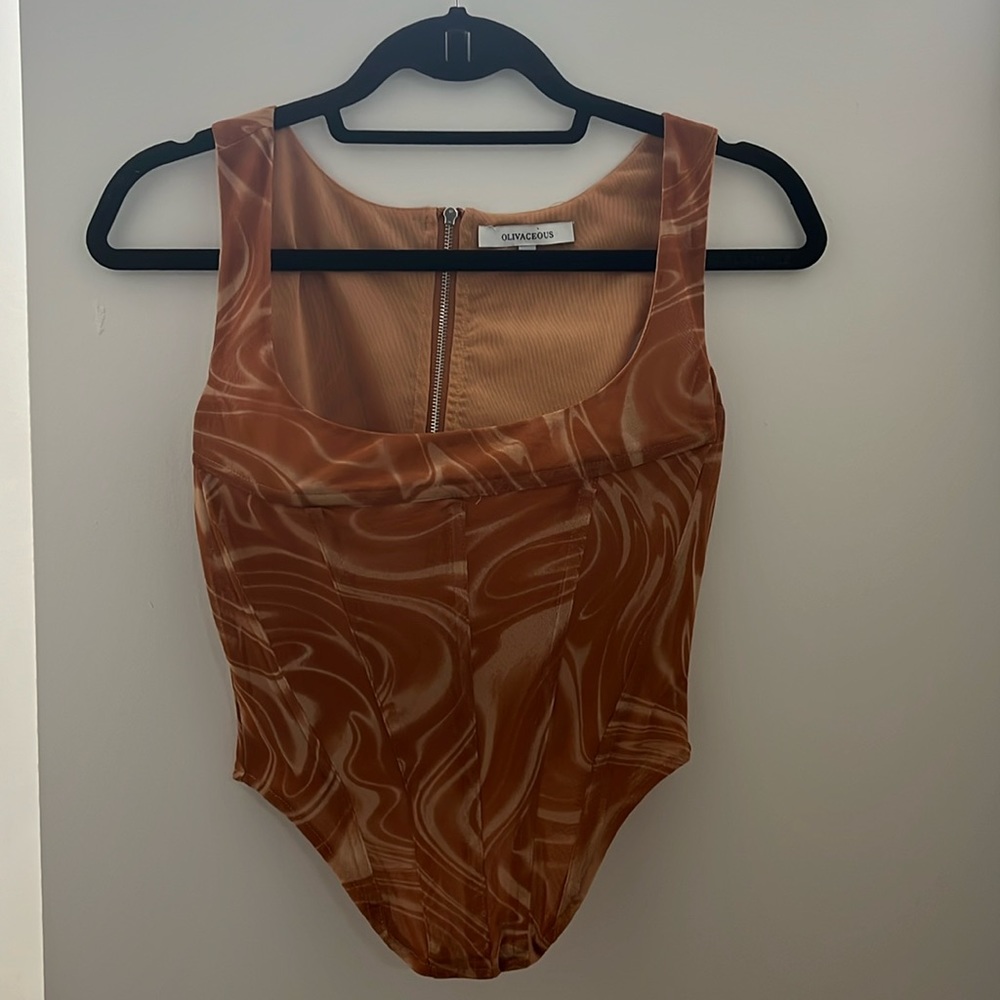 Printed mesh corset top